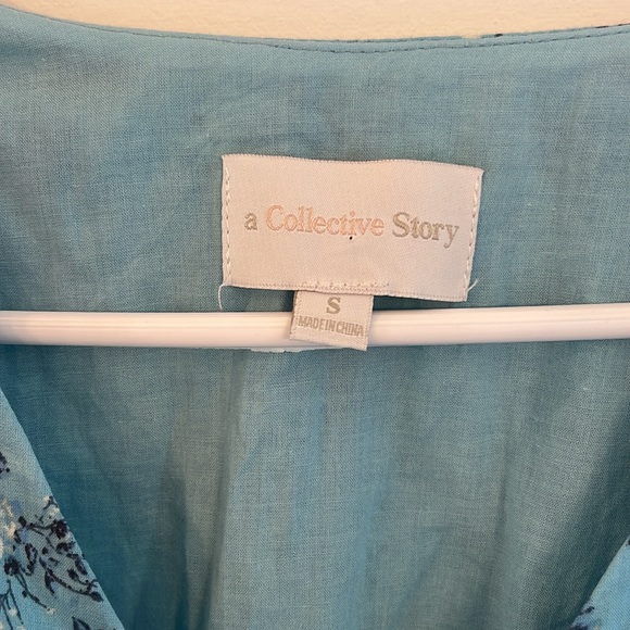 Anthropologie x A Collective Story Blue Floral Embroidered Eyelet Dress- S - Picture 5 of 8